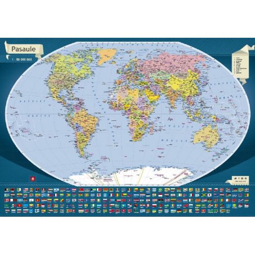 Žemėlapis (galima nugrandyti) Pasaule 1:50 000 000