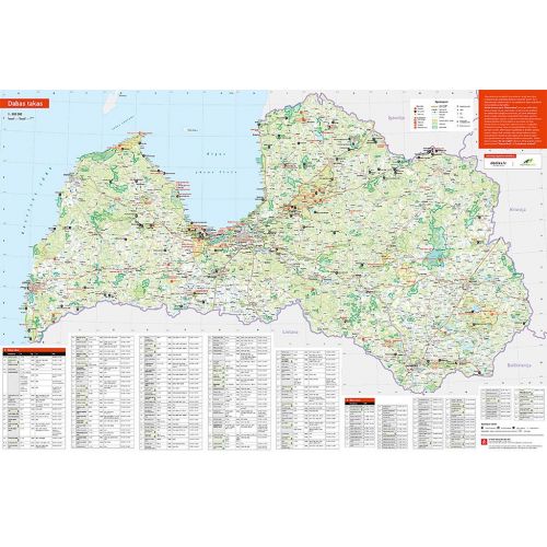 Žemėlapis Dabas takas Latvija 1:500 000 Aktīvā tūrisma karte