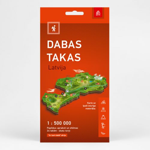Karte Dabas takas Latvija 1:500 000 Aktīvā tūrisma karte