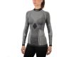 Krekls Woman Long Sleeves Mock Neck Shirt Silver Skin