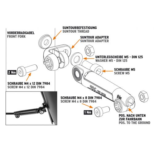 Mudguard adapter Rock Shock/Suntour Fork Angled