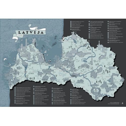 Žemėlapis (galima nugrandyti) Latvija. Vis-vis-vietas 1:700 000