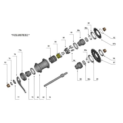 Ašis Tapered Spindle 171/108mm Velosteel (91)