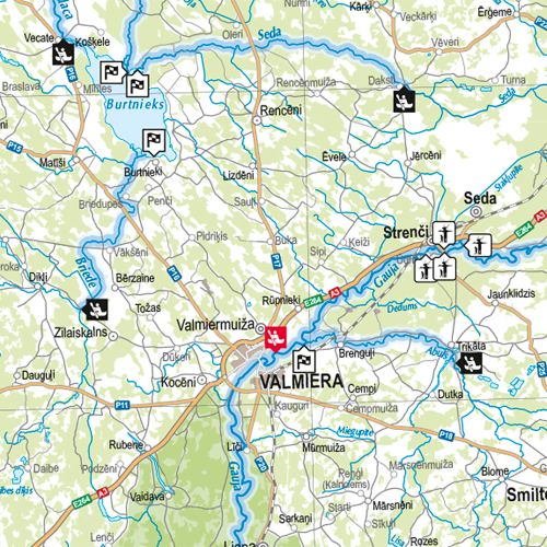 Karte Laivošanas maršruti Latvija 1:500 000 Aktīvā tūrisma karte