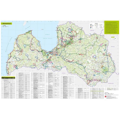 Karte Velo maršruti Latvija 1:500 000 Aktīvā tūrisma karte