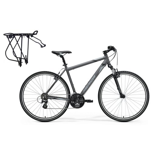 Bicycle with rack Crossway 10-V + Adjust Carrier