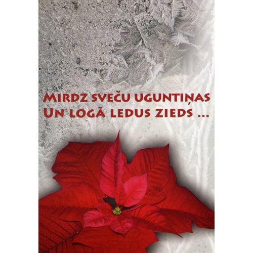 Mirdz sveču uguntiņas un logā ledus zieds