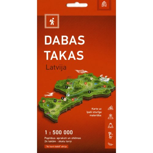 Karte Dabas takas Latvija 1:500 000 Aktīvā tūrisma karte